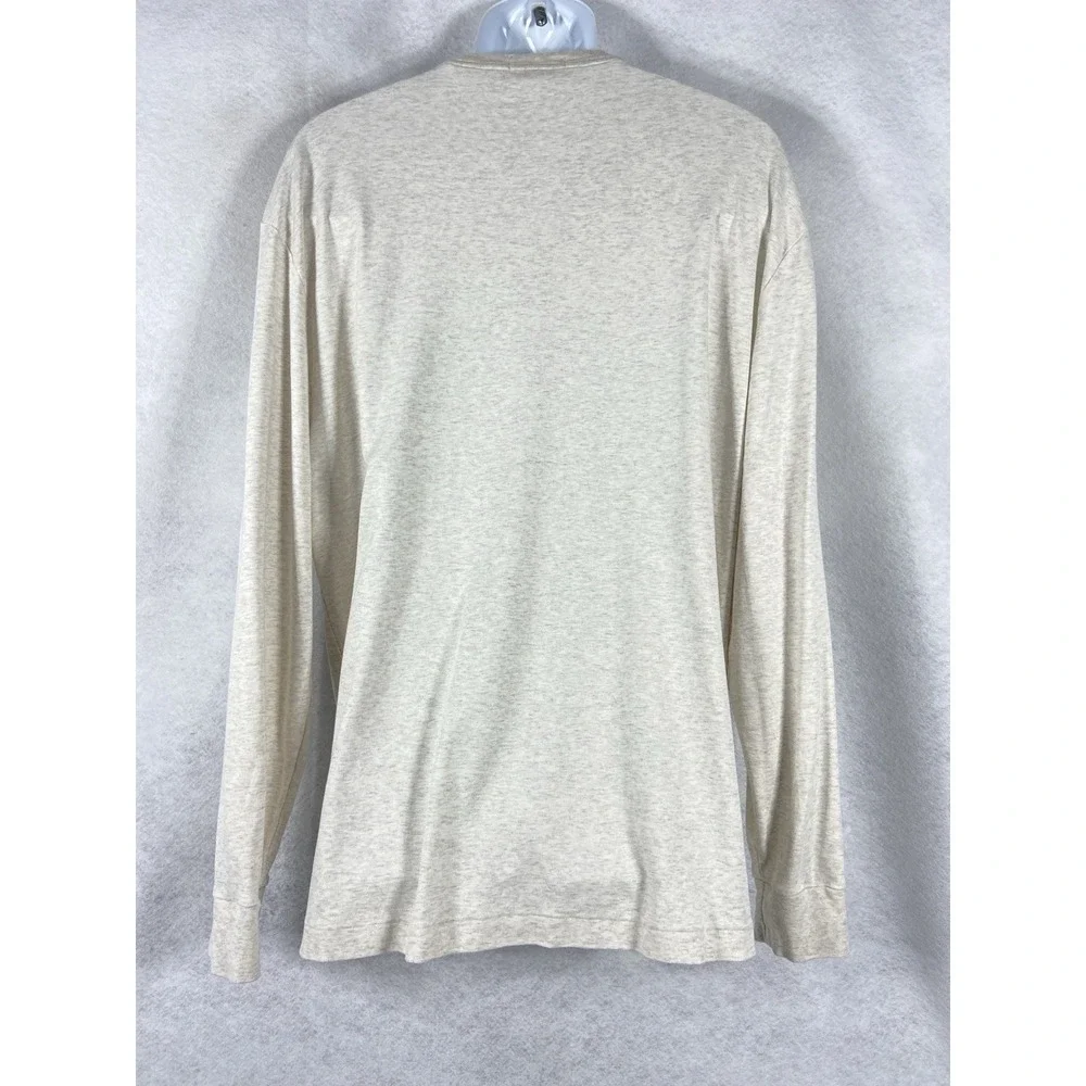 Polo Ralph Lauren Shirt Men's XL Beige T-Shirt Long Sleeves Cotton Crew Neck